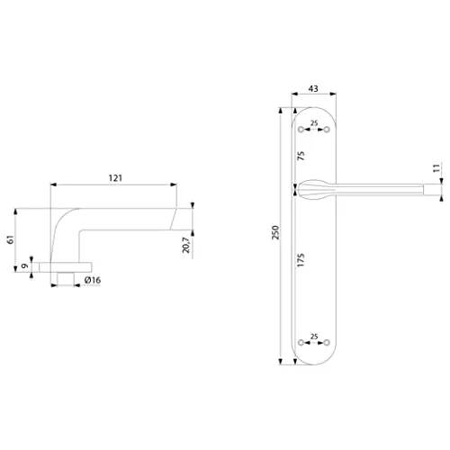 Emuca Maniglie Porta Interna Placca 43x250 Nickel Coppia