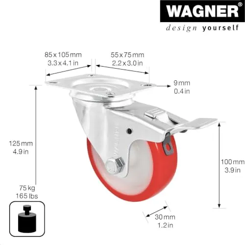 Wagner 04780001 RO 7800 rotella freno 100 mm portata 75 kg