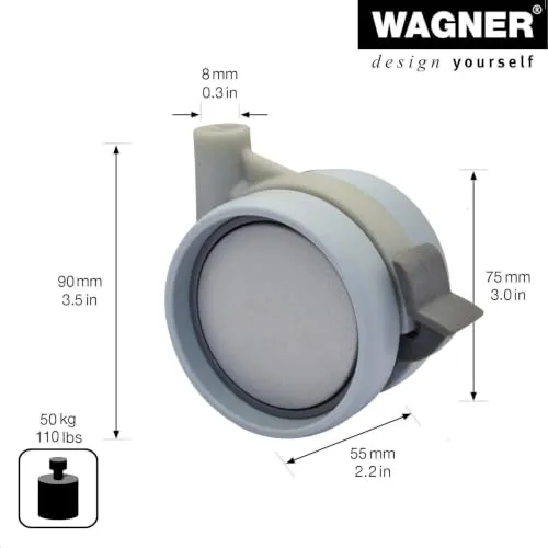 Wagner Design RO 0067 rotella mobili morbida argento con freno