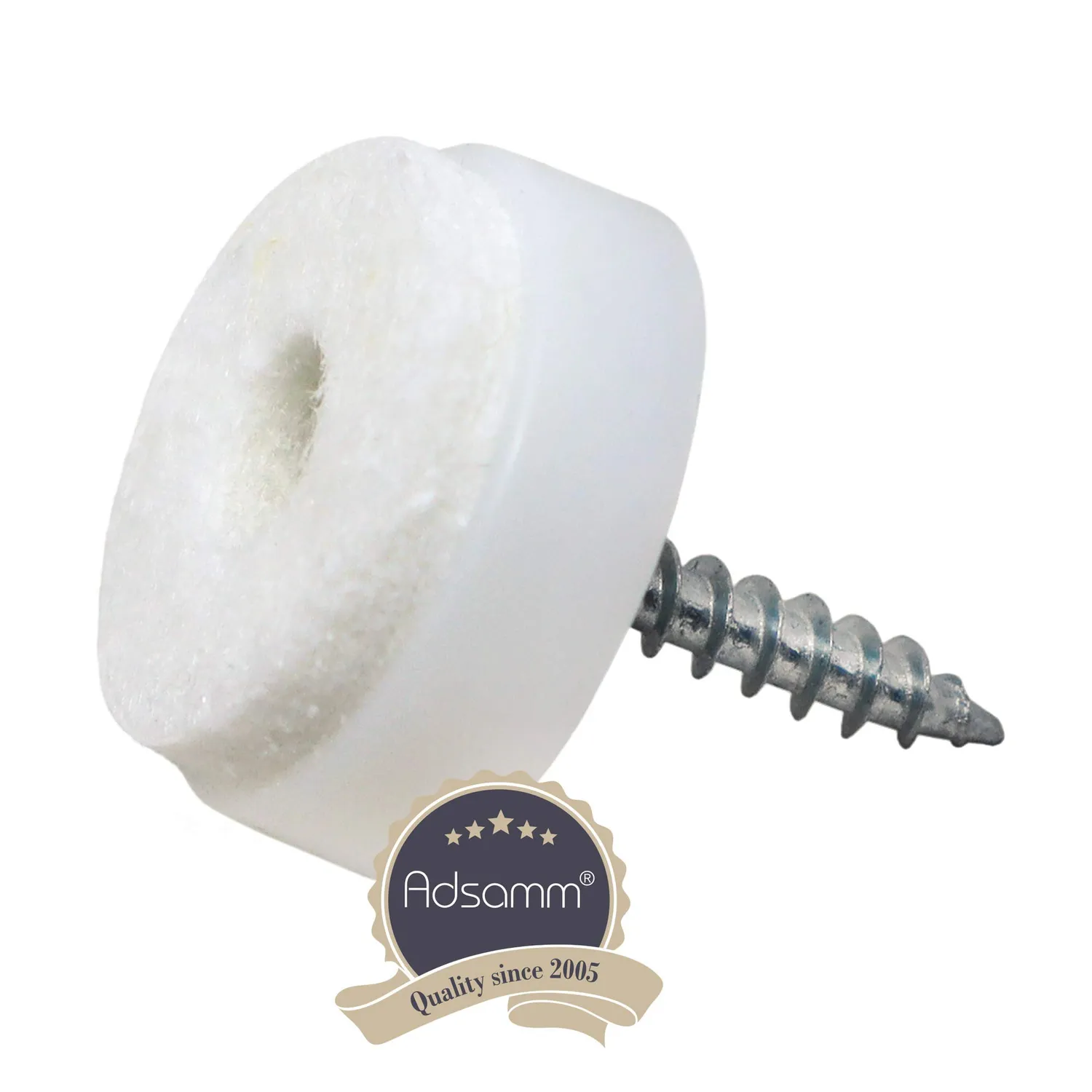 Adsamm Feltrini con vite Ø 20 mm 100 pezzi bianchi feltro
