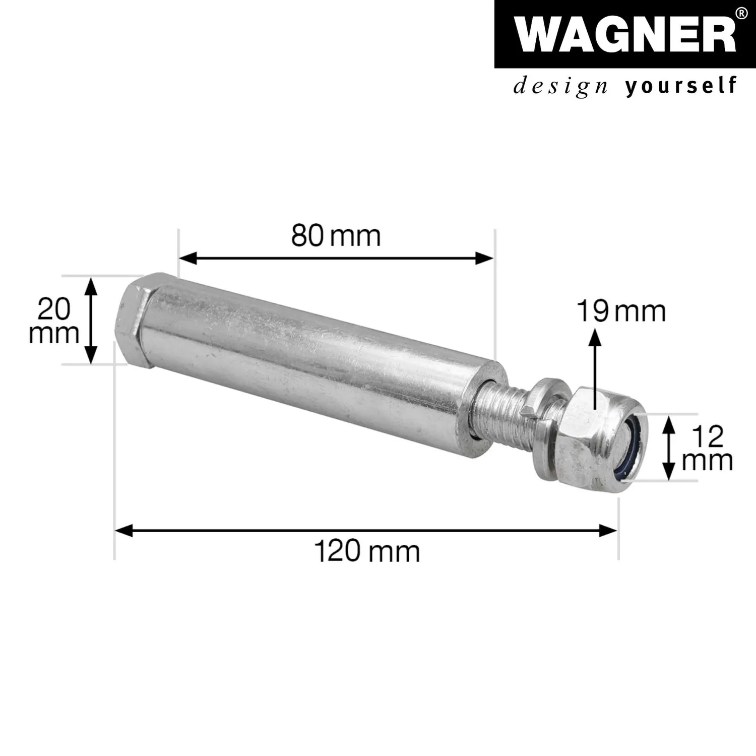 Wagner RO 0442 kit asse ruota zincato foro 20 mm