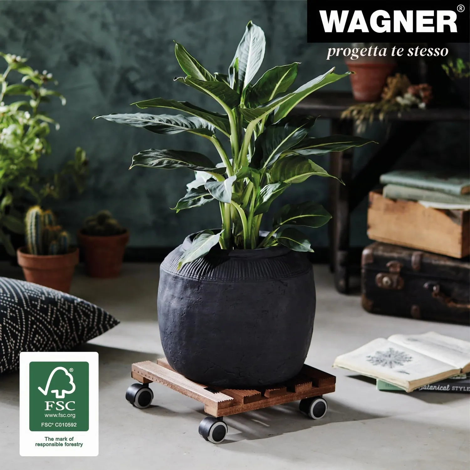Wagner Country 20020301 carrello per piante 28x28 cm legno