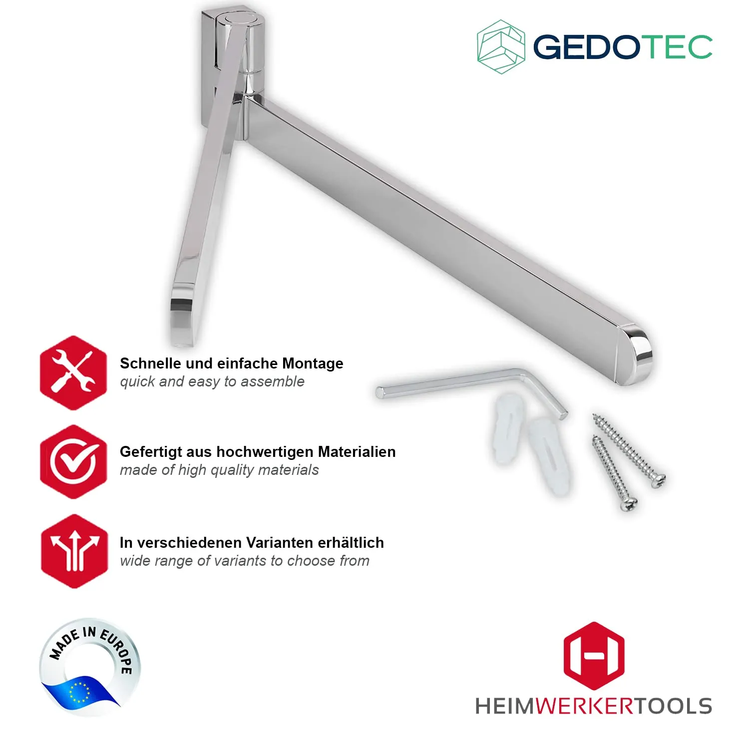 Gedotec Ocean portasciugamani doppio 400 mm cromo lucido