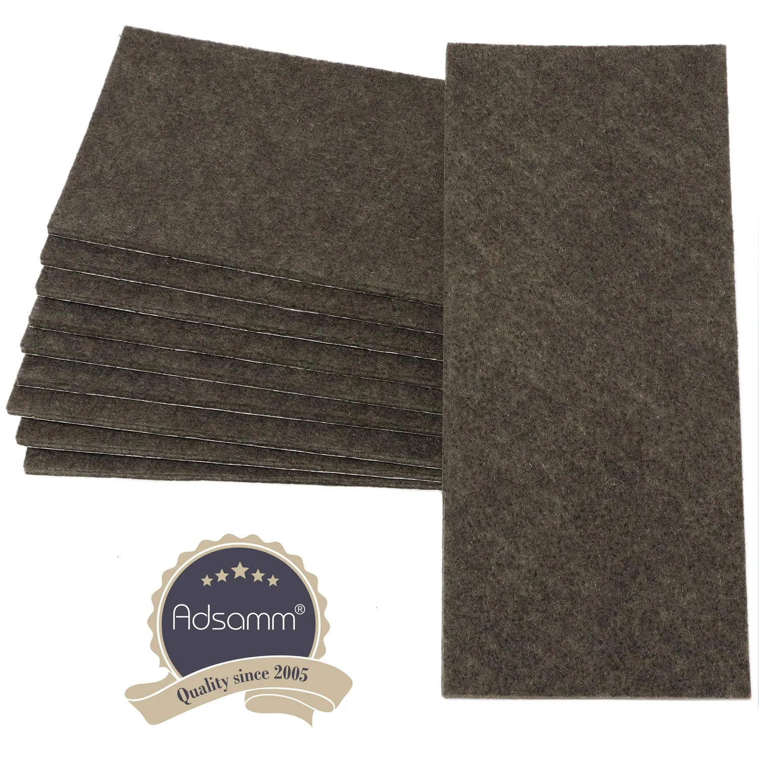 Adsamm fogli feltro autoadesivo 80x180 mm marrone 10 pezzi 3,5 mm
