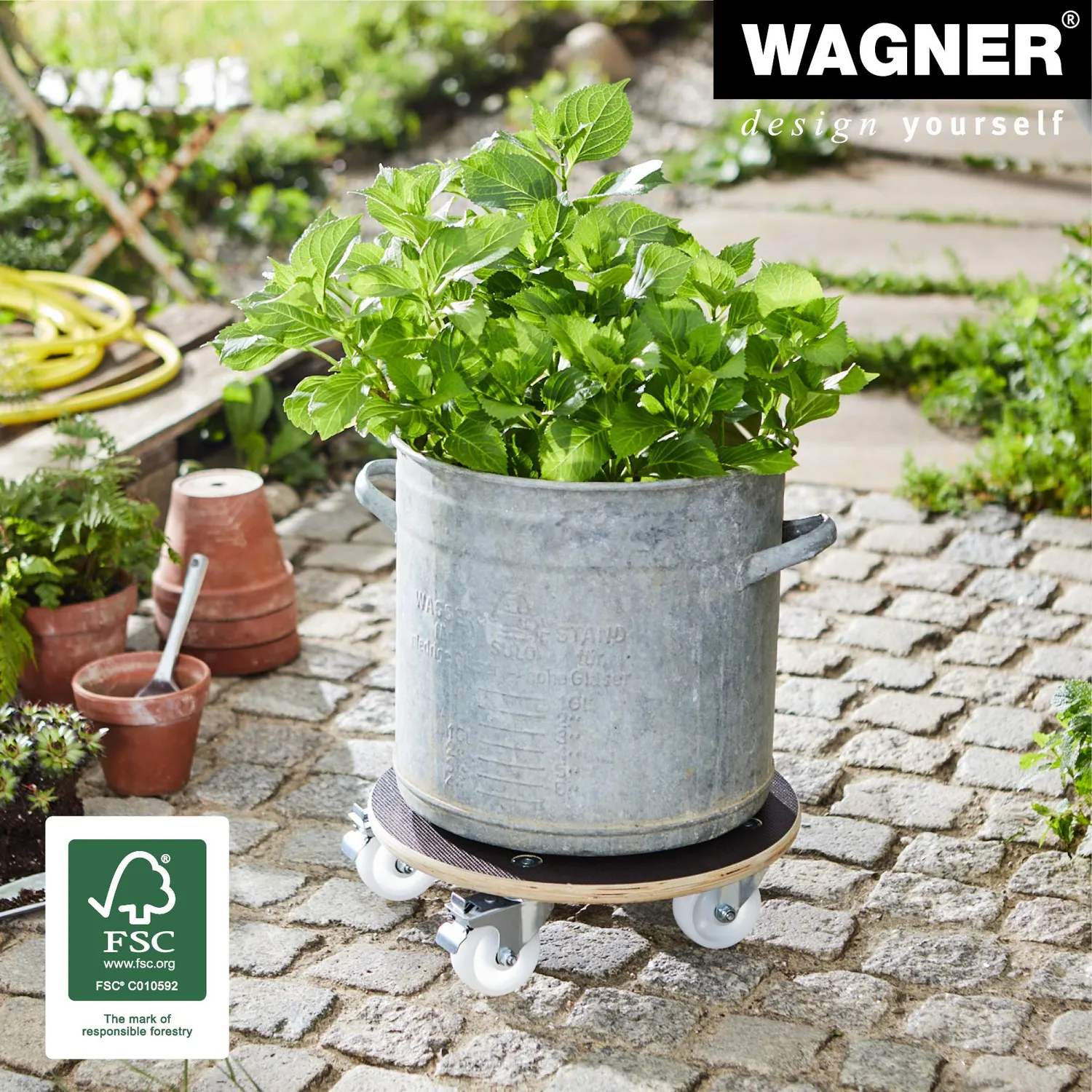 Wagner Maxigrip carrello portavaso legno Ø 38 cm 250 kg