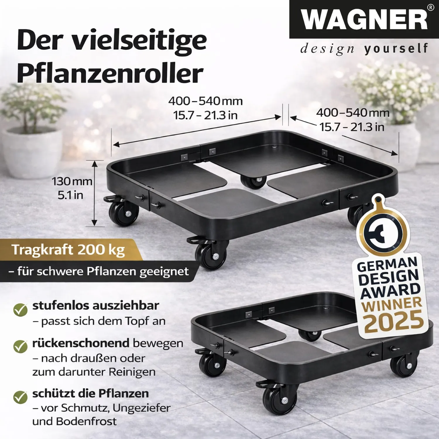 Wagner Sun City Exclusive GH 0816 carrello portavasi 40-54 cm 200 kg