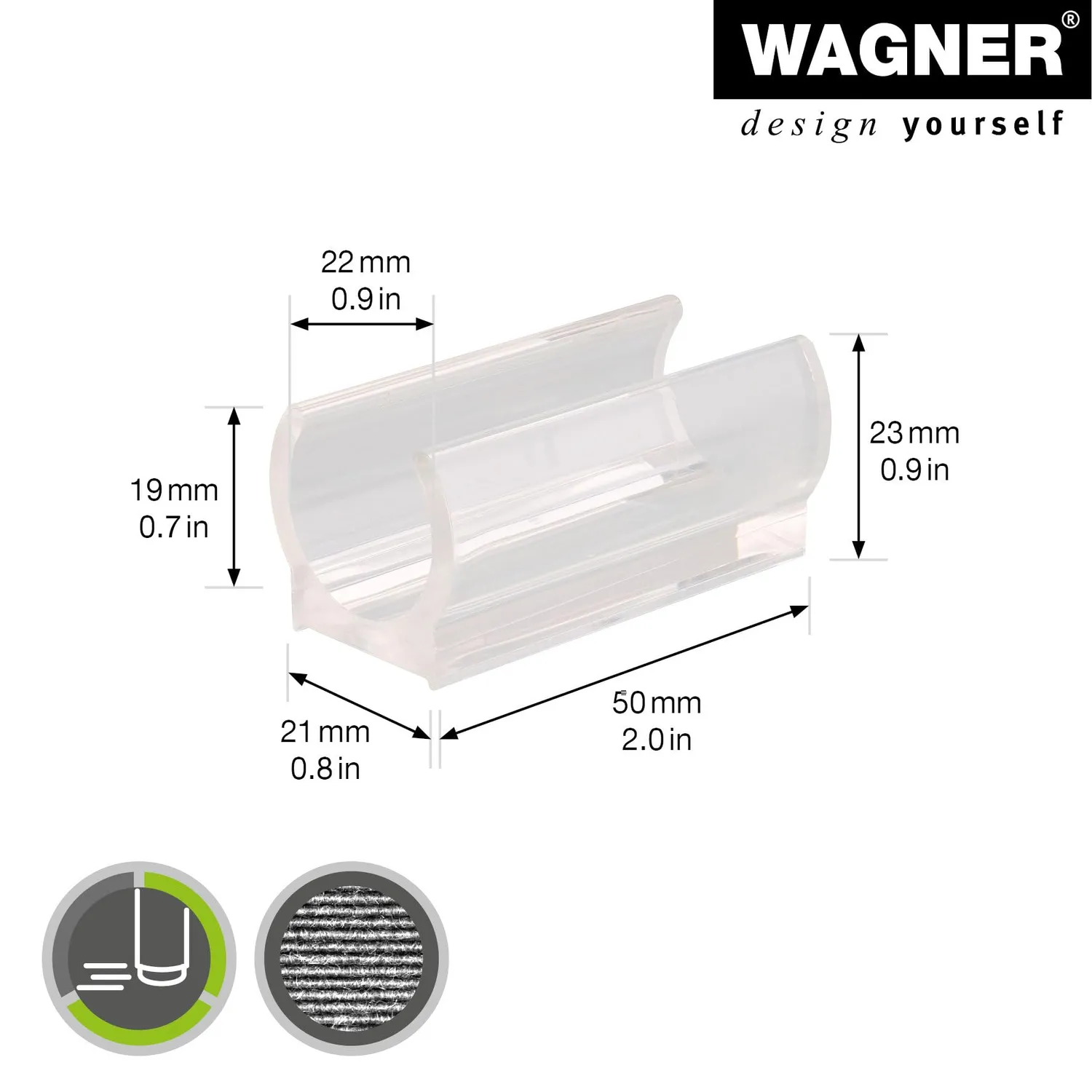 Wagner 15068399 morsetto tubo rotondo 4 pezzi 50 mm trasparente