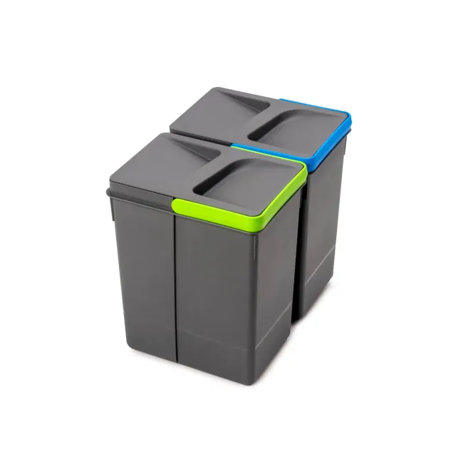 Emuca contenitori differenziata 2x7L H 266 mm grigi per cassetto