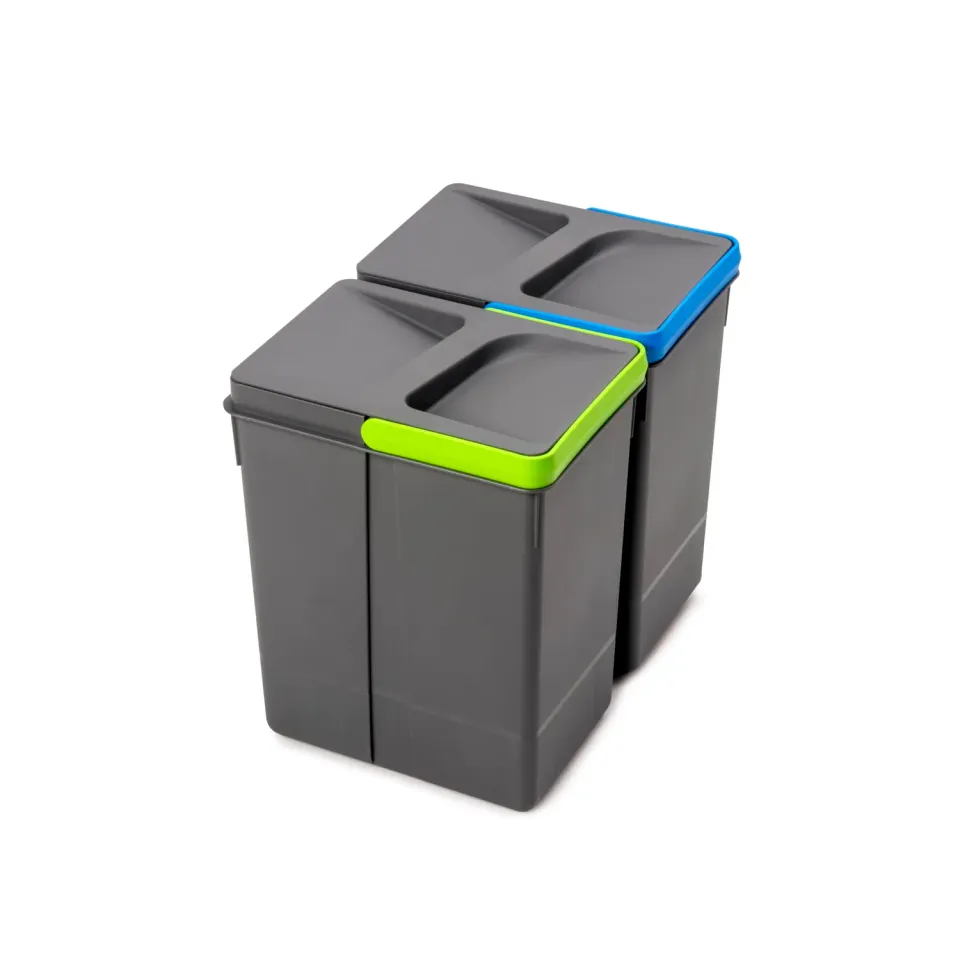 Emuca contenitori differenziata 2x7L H 266 mm grigi per cassetto