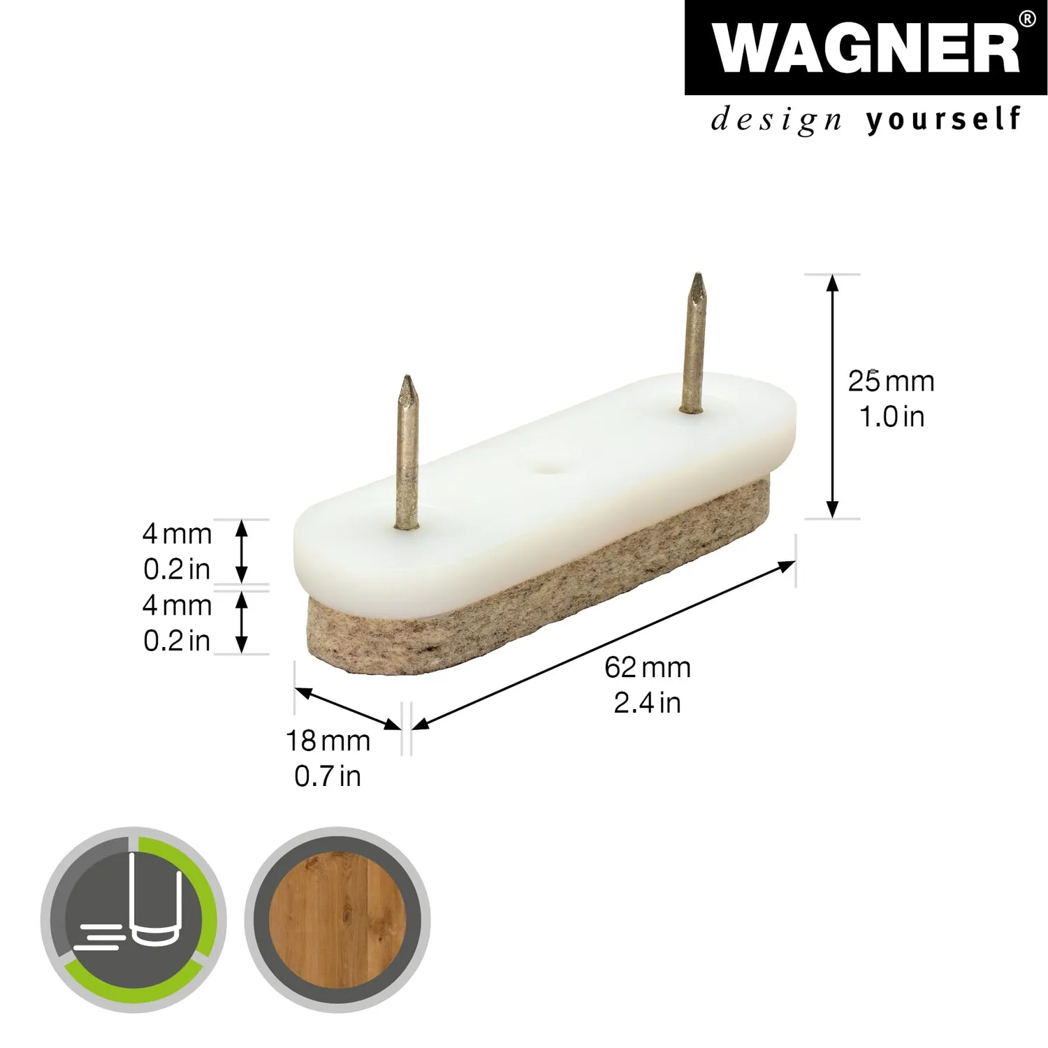 Wagner EH 0862 15086299 pattini feltro da inchiodare 4 pezzi