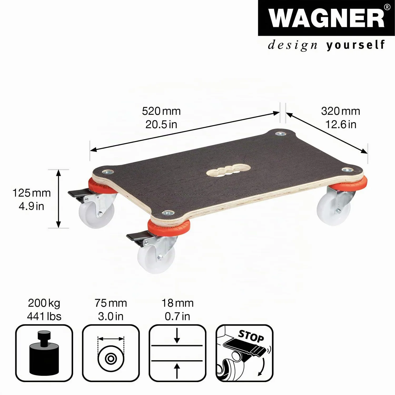 Wagner MM 1360 carrello trasporto 52x32 cm 200 kg