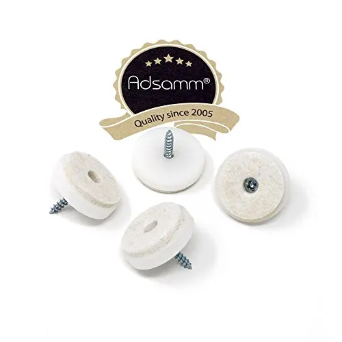Adsamm 28 mm pattini bianchi 4 pezzi con vite feltro