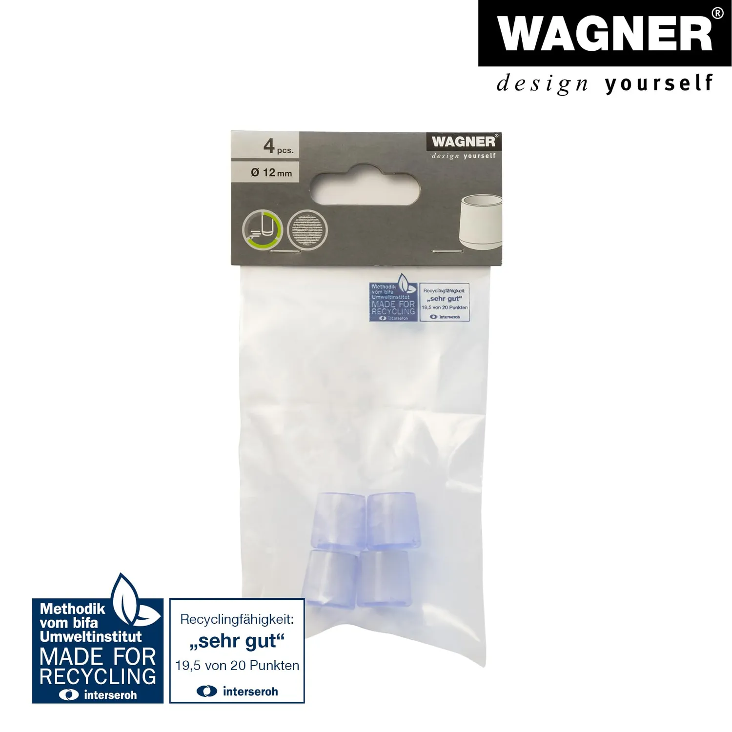 Wagner 15067099 tappi tubi acciaio 4 pezzi trasparenti