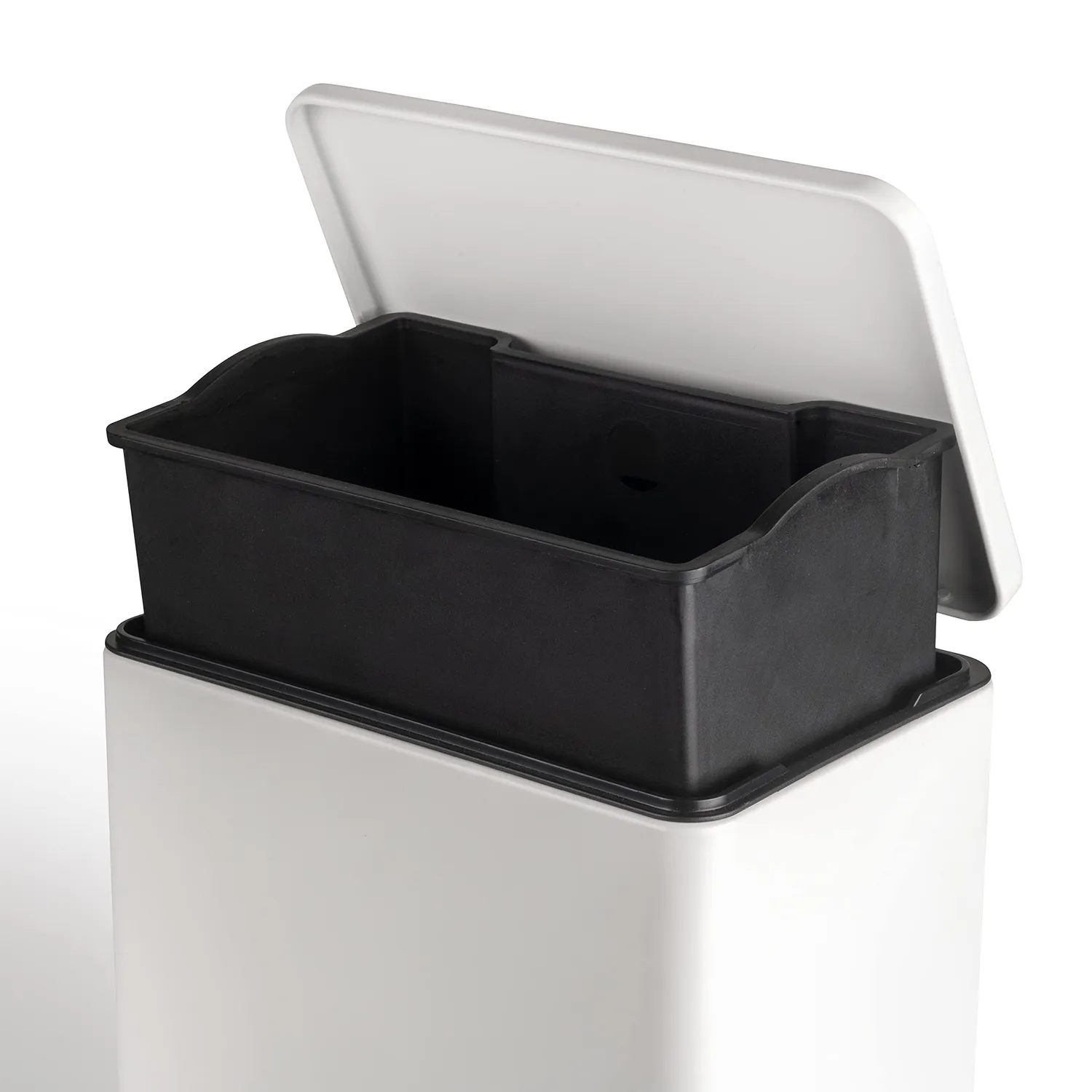 Emuca Recycle pattumiera pedale rettangolare 20L bianca alluminio