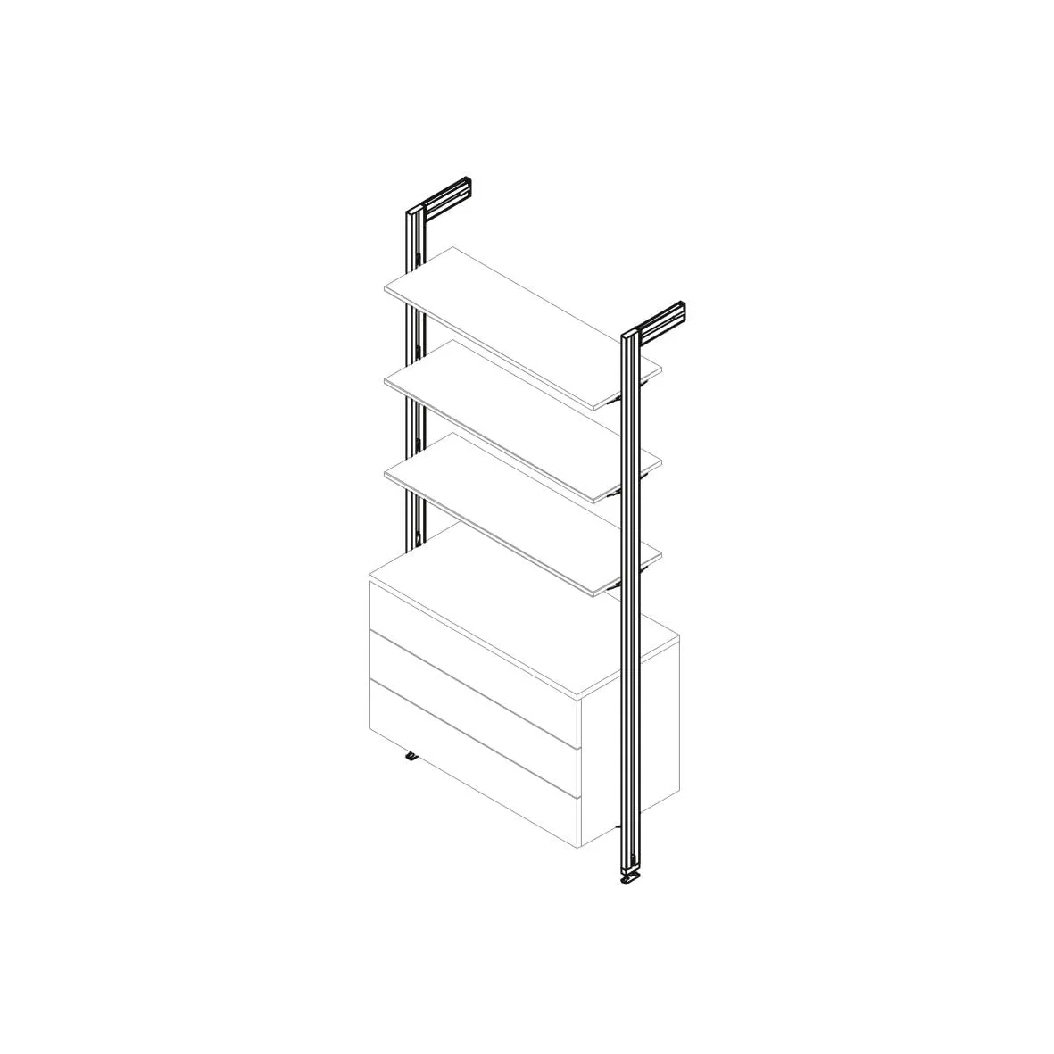 Emuca Zero Kit 3 supporti legno +1 modulo nero testurizzato