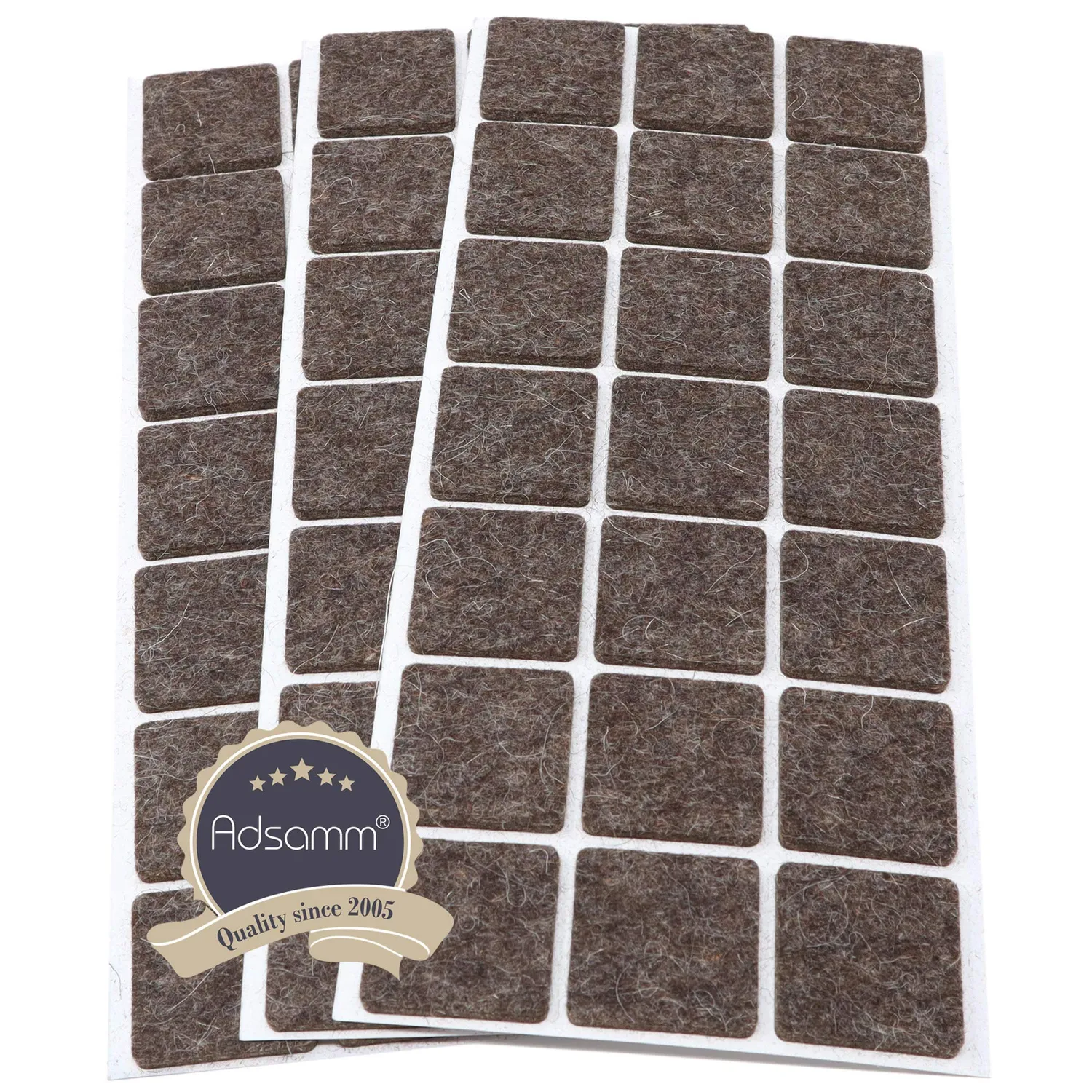 Adsamm Feltrini Quadrati 30x30 mm Marrone 63 Pezzi Lana