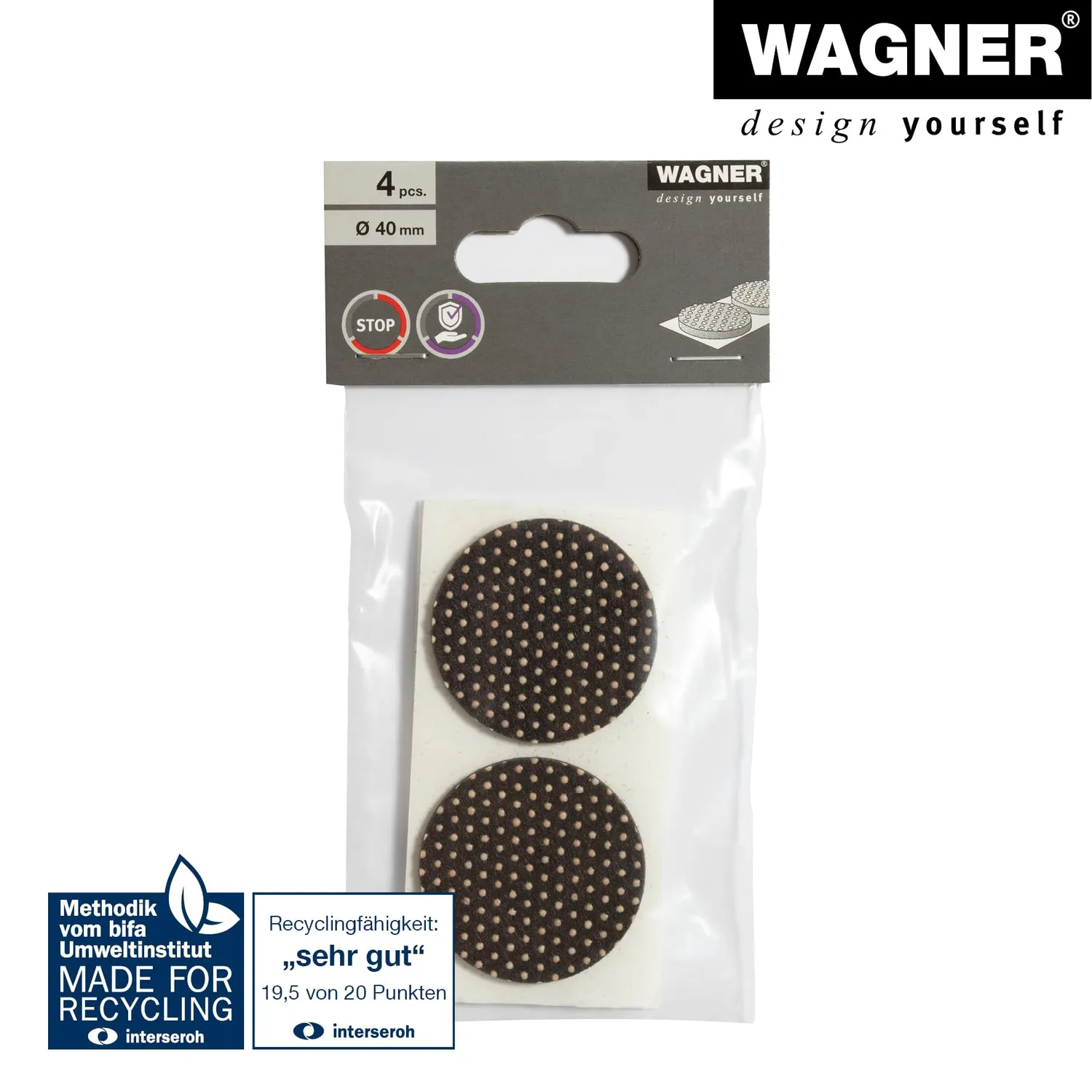 Wagner 16014099 cuscinetti antiscivolo Ø 40 mm 4 pezzi feltro stop