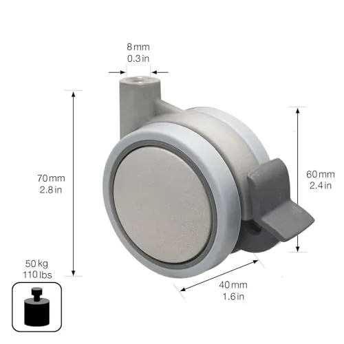 Wagner RO 0030 rotella doppia mobili con freno 60 mm