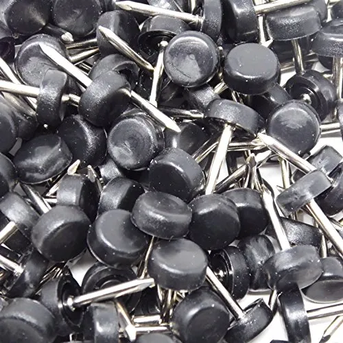 Adsamm pattini plastica con chiodo neri 100 pezzi 10 mm