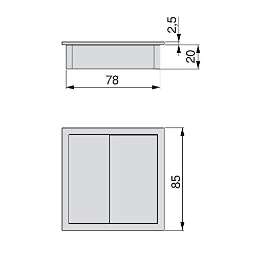 Emuca passacavi quadrato 85x85 incasso bianco plastica
