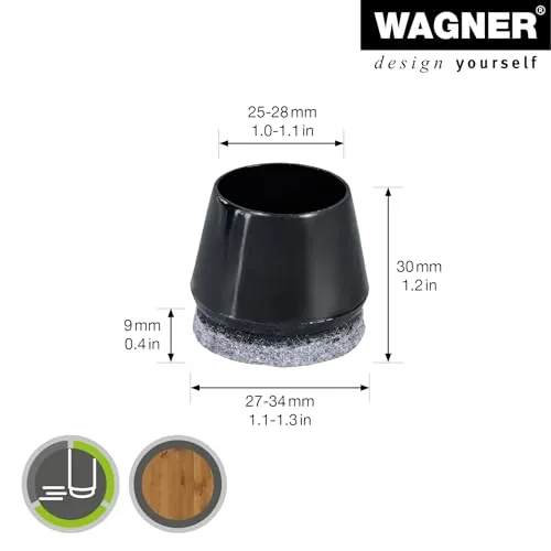 Wagner EH 0668 tappi tubolari feltro neri 4 pezzi