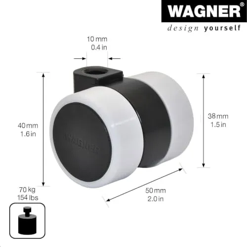 Wagner Design 01024101 RO 0241 doppio rullo nero 38 mm 1 pz