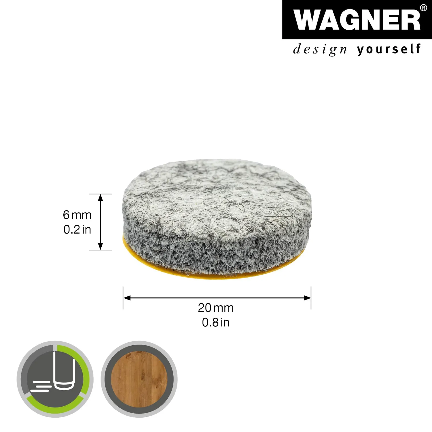 Wagner Big Pads EH 1220 feltrini adesivi Ø20 mm grigi 16 pz