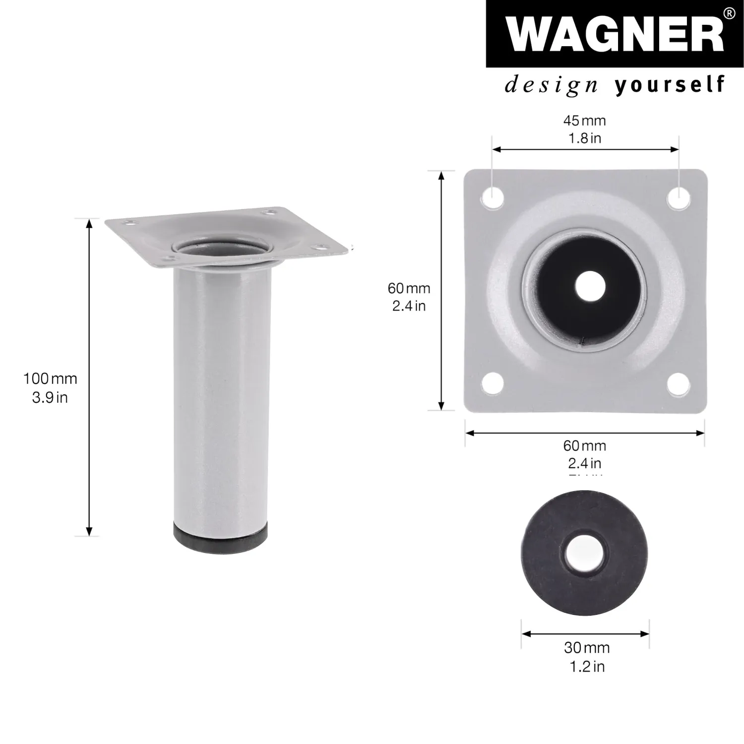 Wagner Classic ST 1210 gamba mobili 100 mm argento