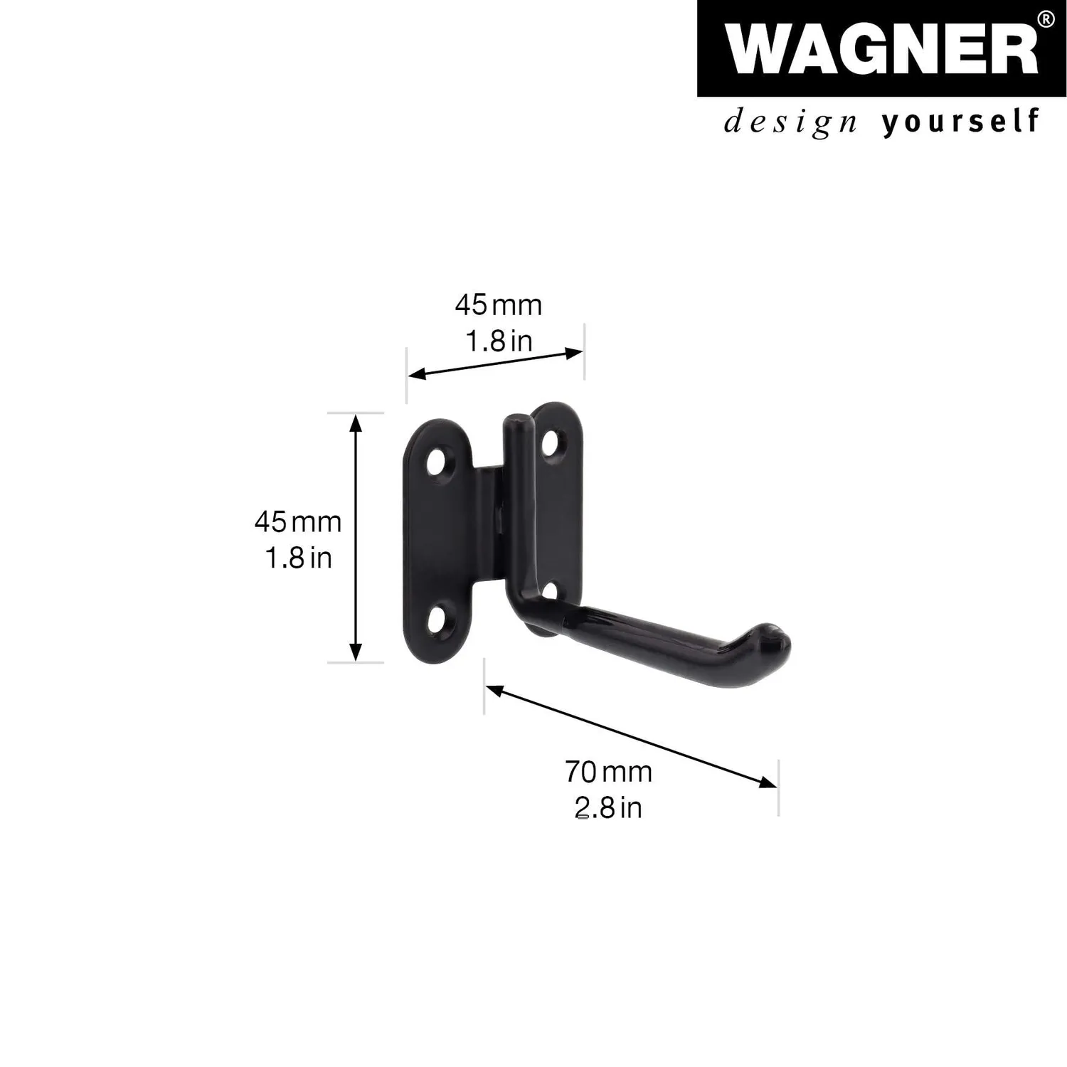 Wagner hooks4tools Single gancio singolo 70x45x45 mm nero