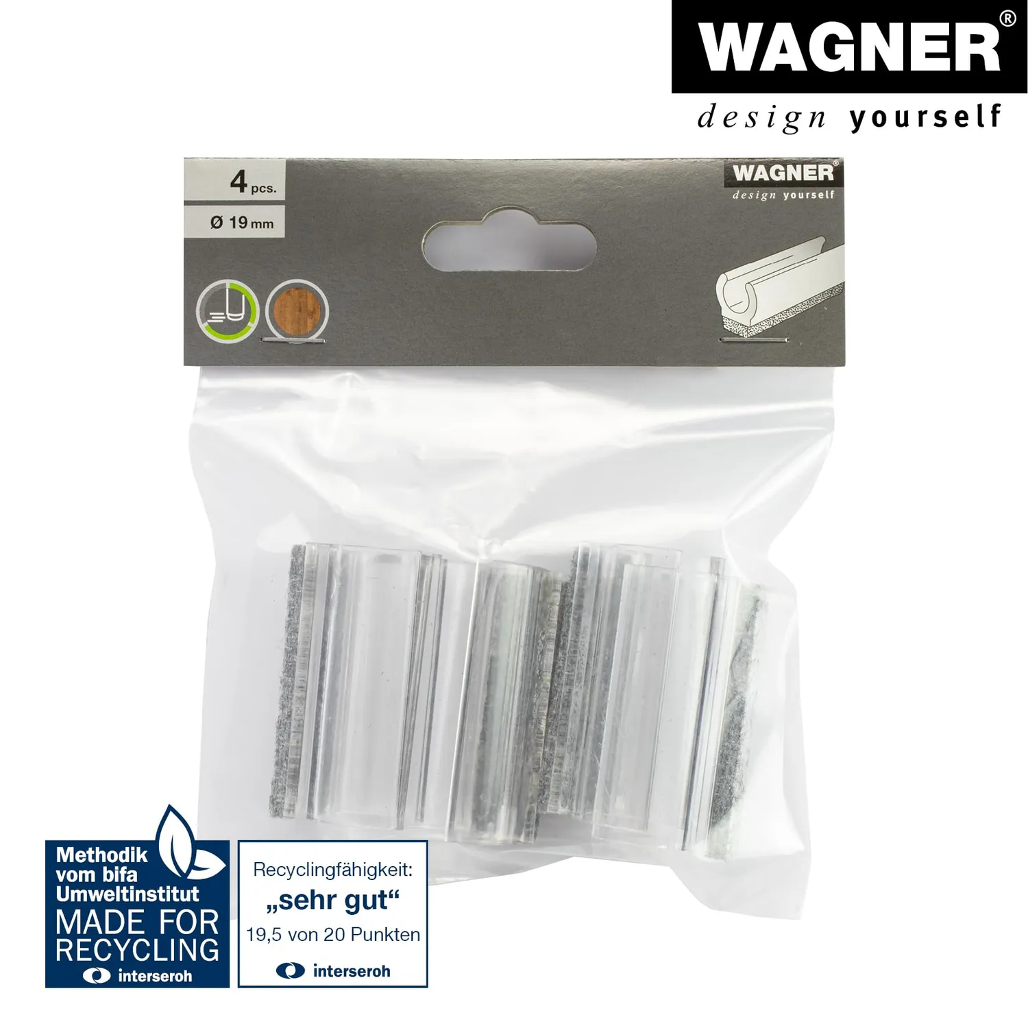Wagner 15069299 feltrini tubi tondi 4 pezzi trasparenti