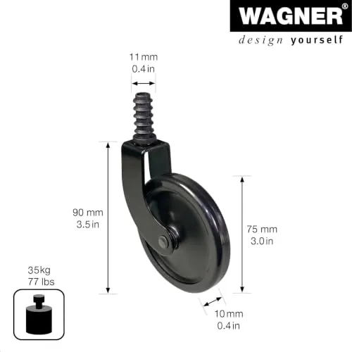 Wagner RO 9086 rotella carrello tè nera 75 mm rigida