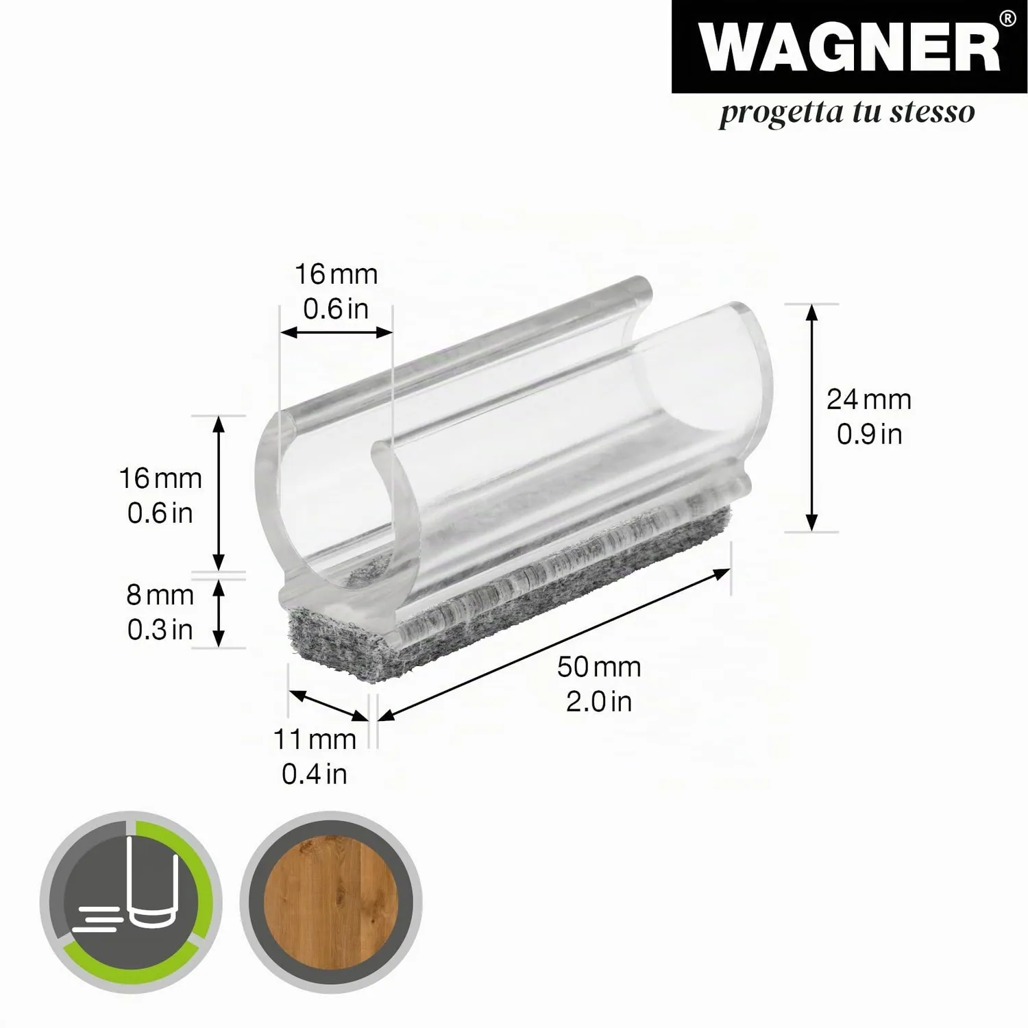 WAGNER EH 0691 ghiera tubo rotondo feltro 4 pezzi