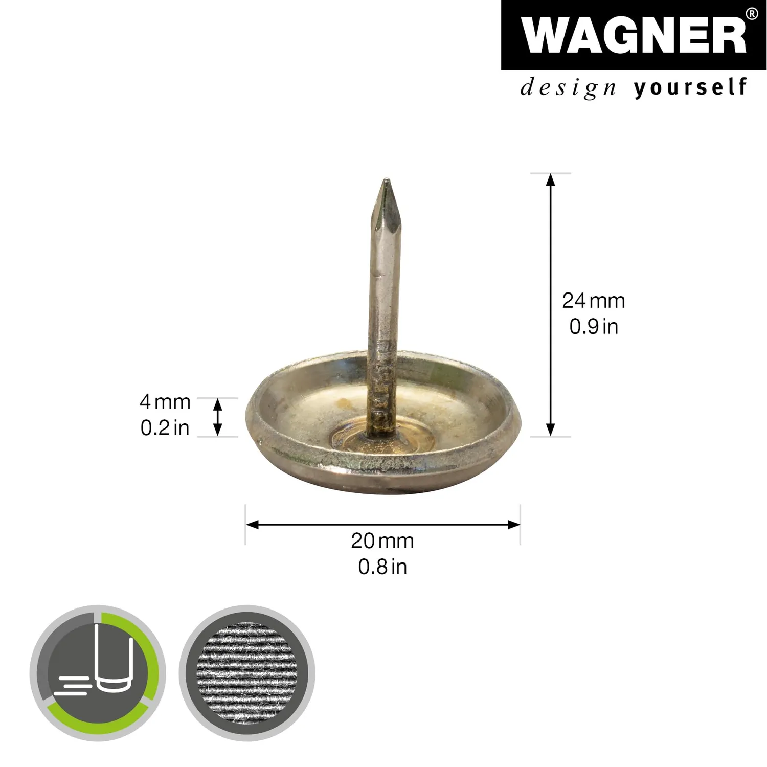 Wagner 15112199 pattini a chiodo acciaio 4 pezzi scorrevoli