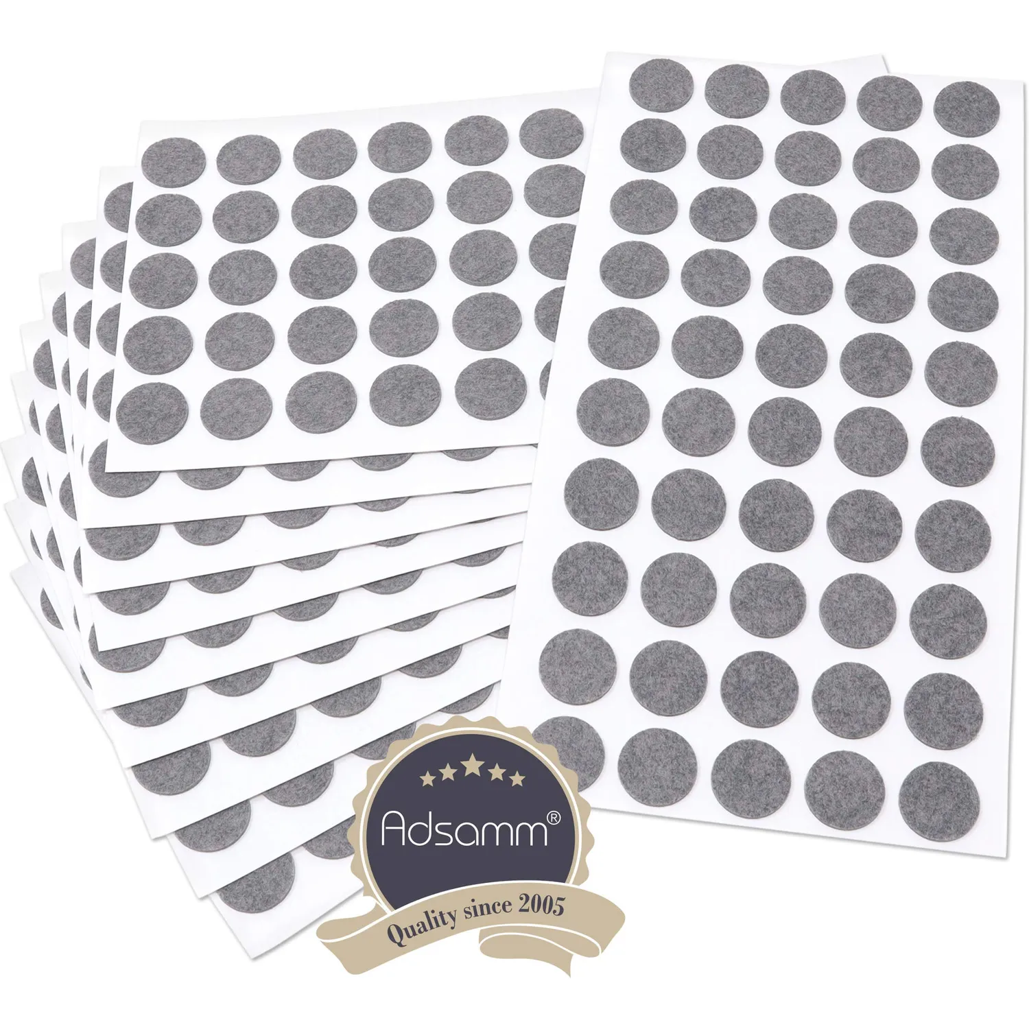 Adsamm Ultrasottili Ø 16 mm Feltrini Autoadesivi 500 pz Grigi 1,5 mm