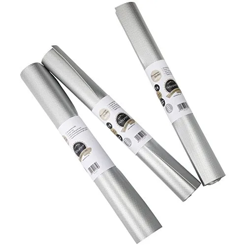 Adsamm Tappetini Antiscivolo 48x200 cm Argento 3 Rotoli PVC