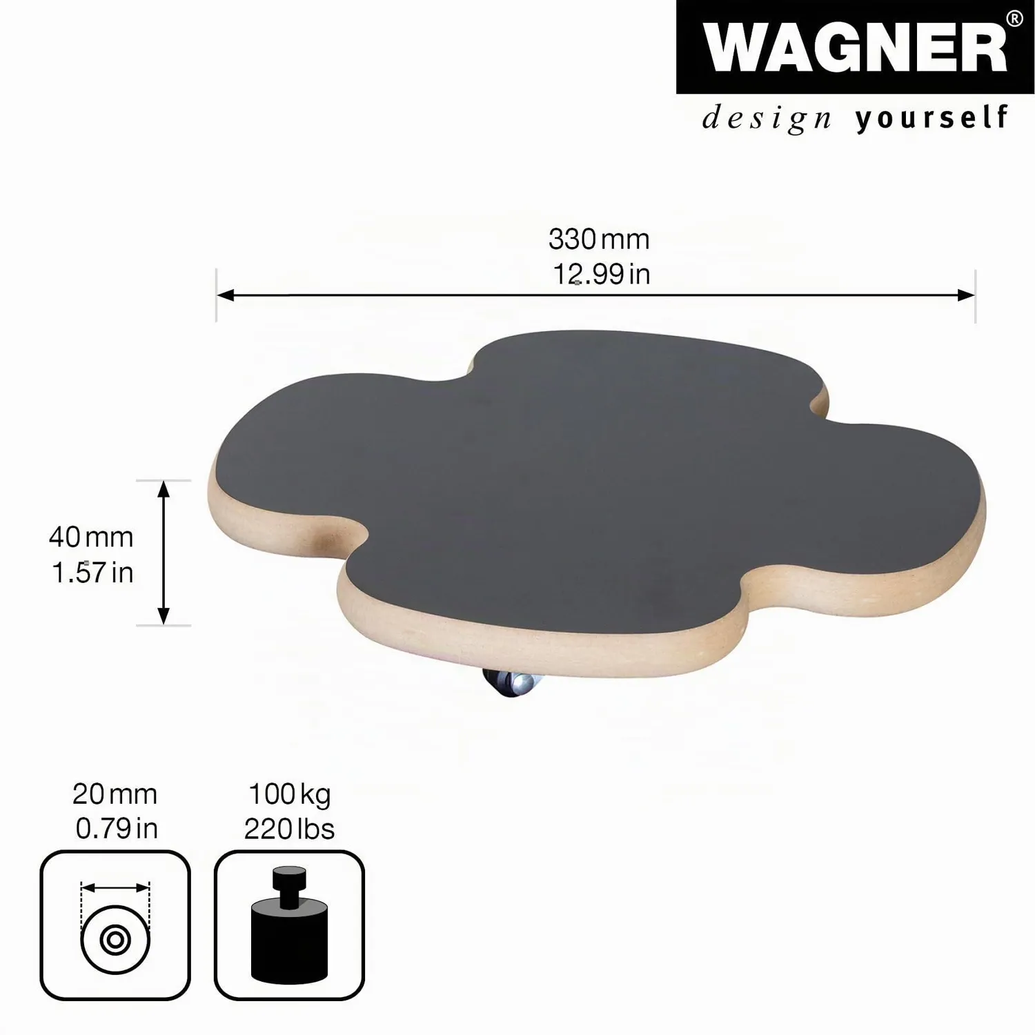 Wagner Black 20027601 carrello portavaso Ø 33 cm portata 100 kg