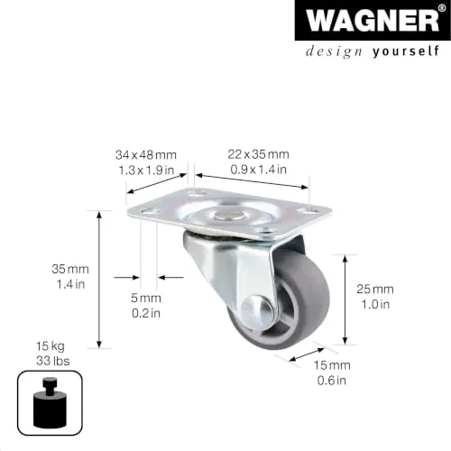 Wagner 01217501 rotella girevole piccola 25 mm x1