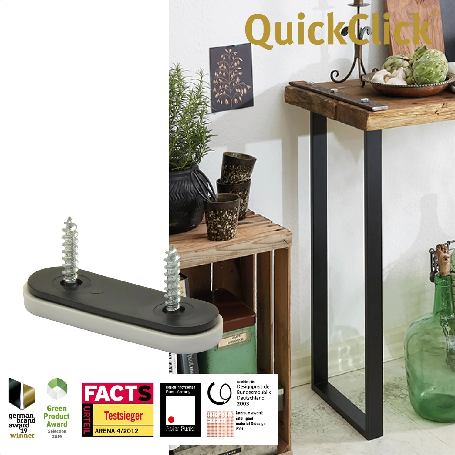 WAGNER QuickClick Tandem scivoli per mobili Base Hyper 4 pezzi plastica