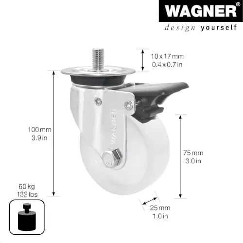 Wagner RO 4081 rotella girevole 75 mm 1 pz con freno