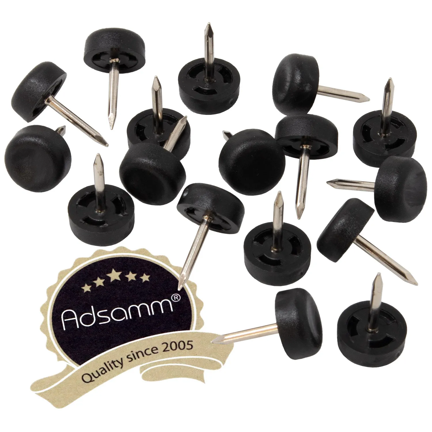 Adsamm PG-N-BL-13-16 Pattini Plastica Ø13 mm Nero 16 pz