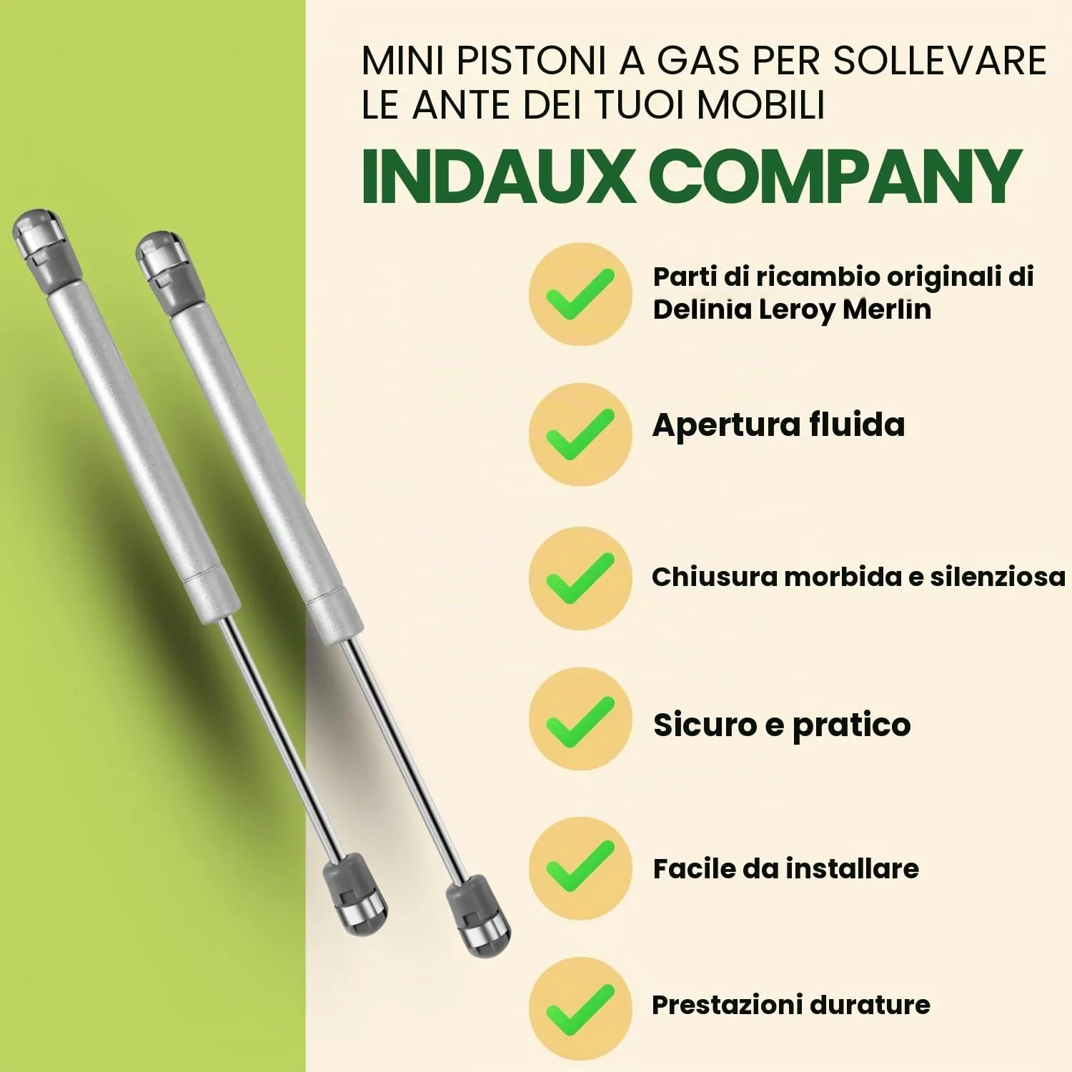 Indaux Mini pistoni gas ante 198 mm coppia 12 kg 120N