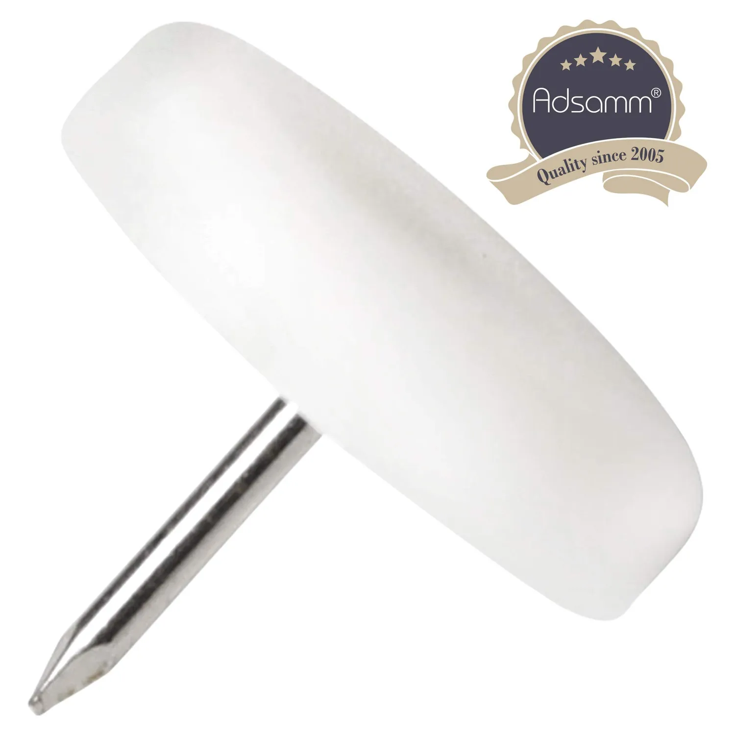 Adsamm PG-N-WH-25-100 pattini bianchi 25 mm 100 pezzi con chiodo