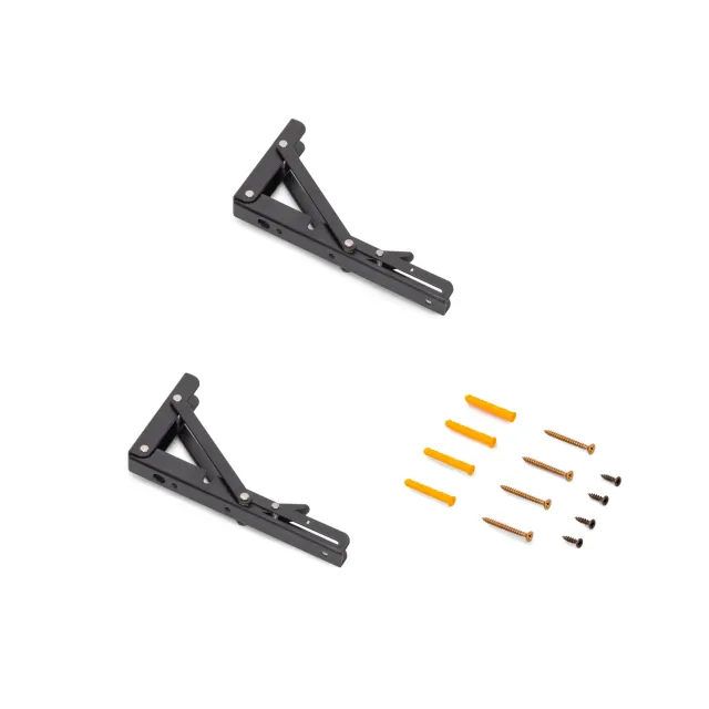 Emuca reggipiani pieghevoli 203 mm neri set 2 pezzi 40 kg