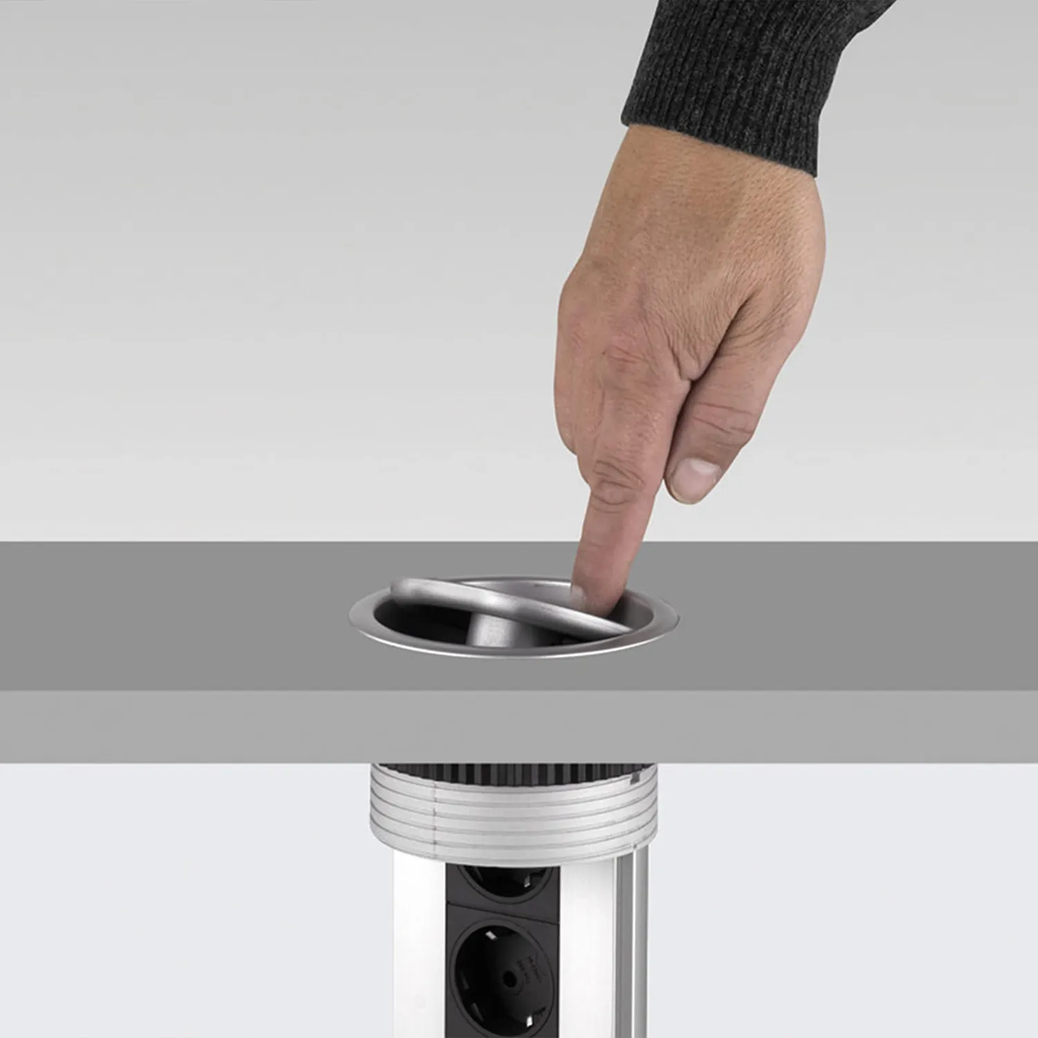 Emuca multiconnettore incasso 2 Schuko 1 USB anodizzato