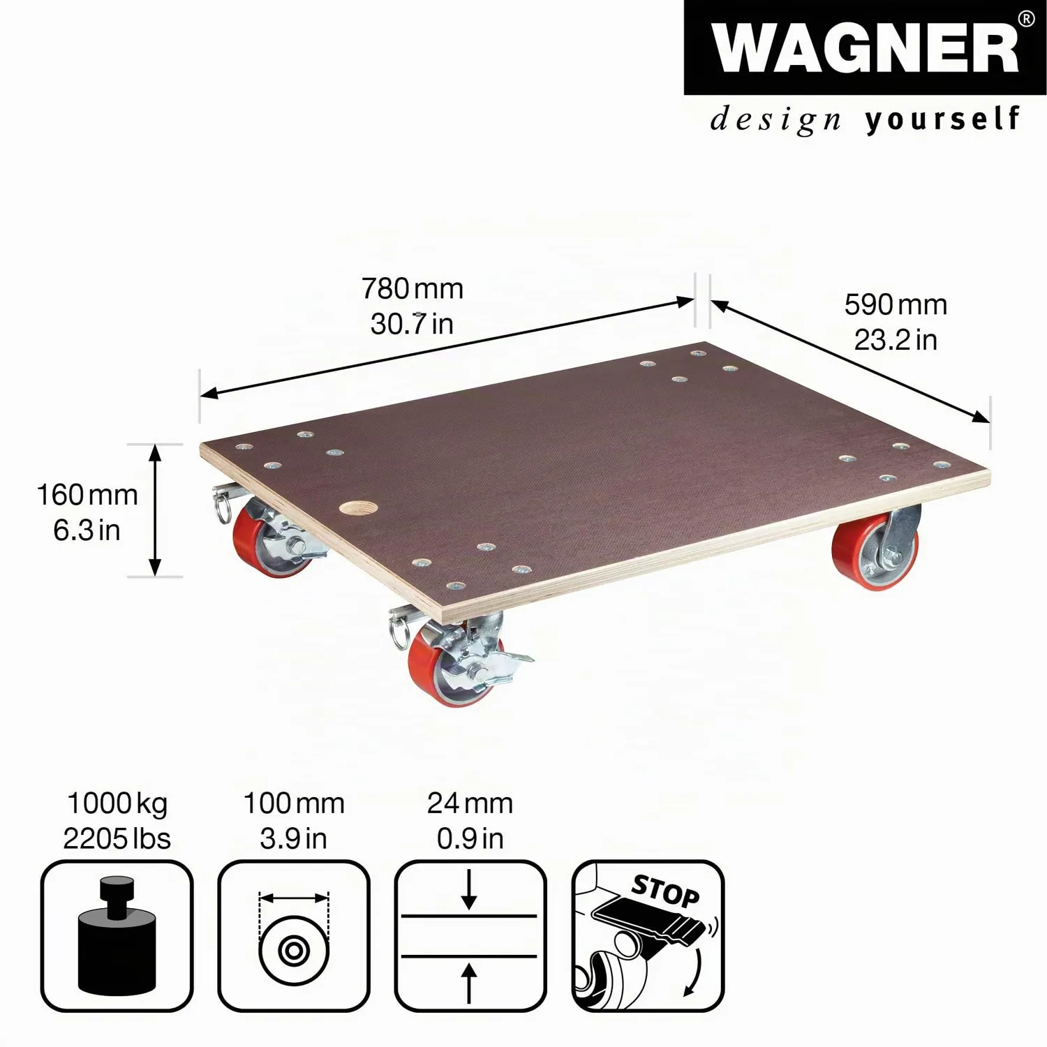 Wagner MM 1348 Carrello Trasporto 78x59 Portata 1000kg