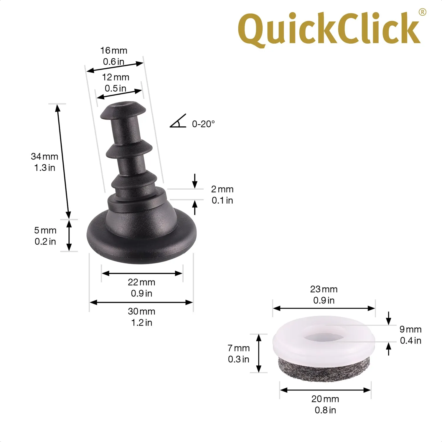 Wagner QuickClick 16781000 feltrini Vitra 4 pezzi ULTRASOFT feltro