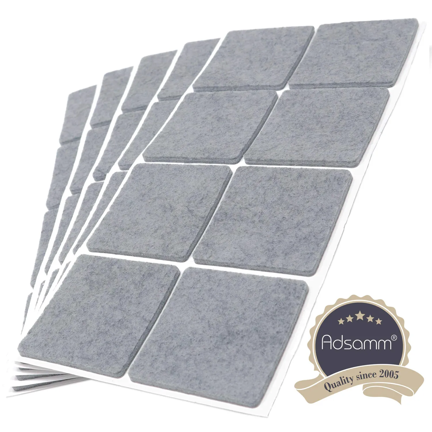 Adsamm Feltrini Autoadesivi Quadrati 50x50 mm Grigio 40 Pezzi 3,5 mm