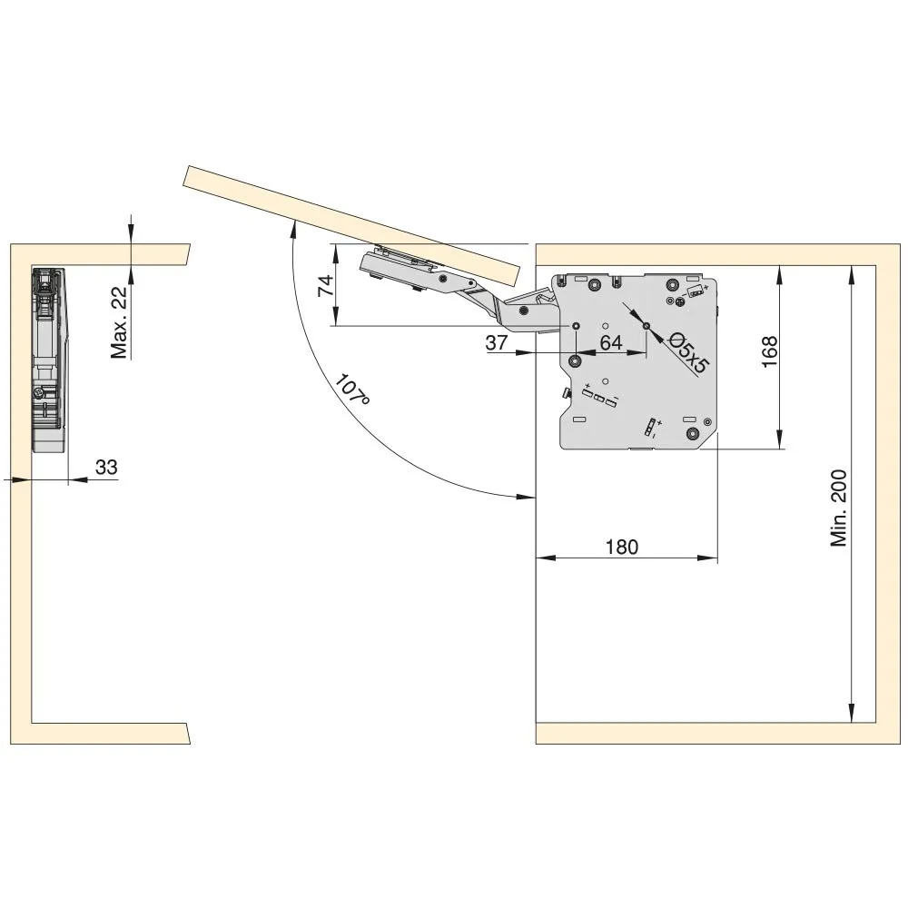 Emuca Agile braccetto anta sollevabile 580-1250 bianco