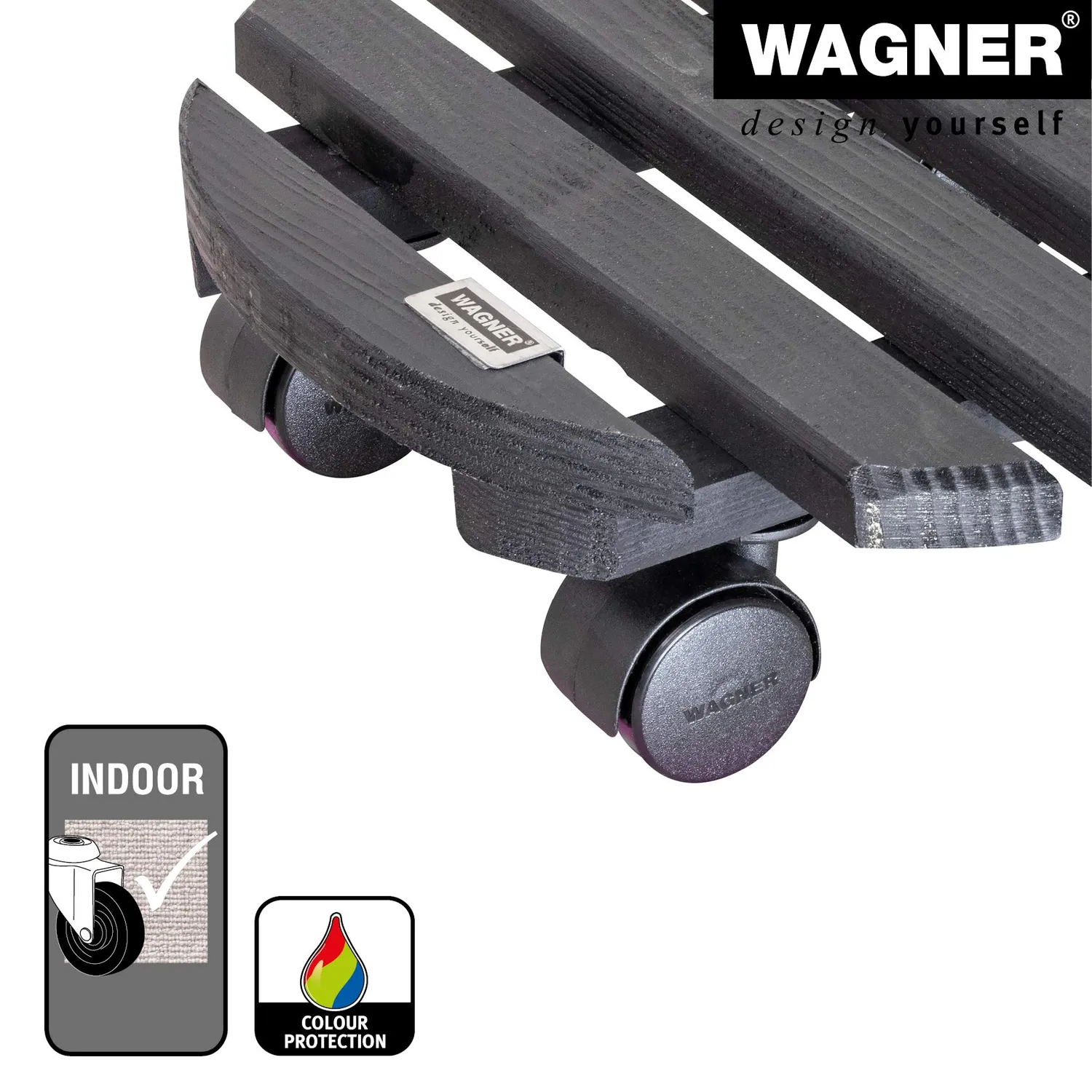 Wagner Nature carrello piante legno nero tondo 29 cm 100 kg