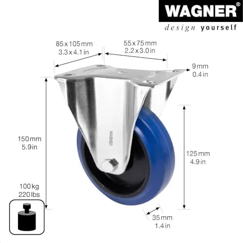Wagner RO 8725 rotella fissa blu 125 mm portata 105 kg